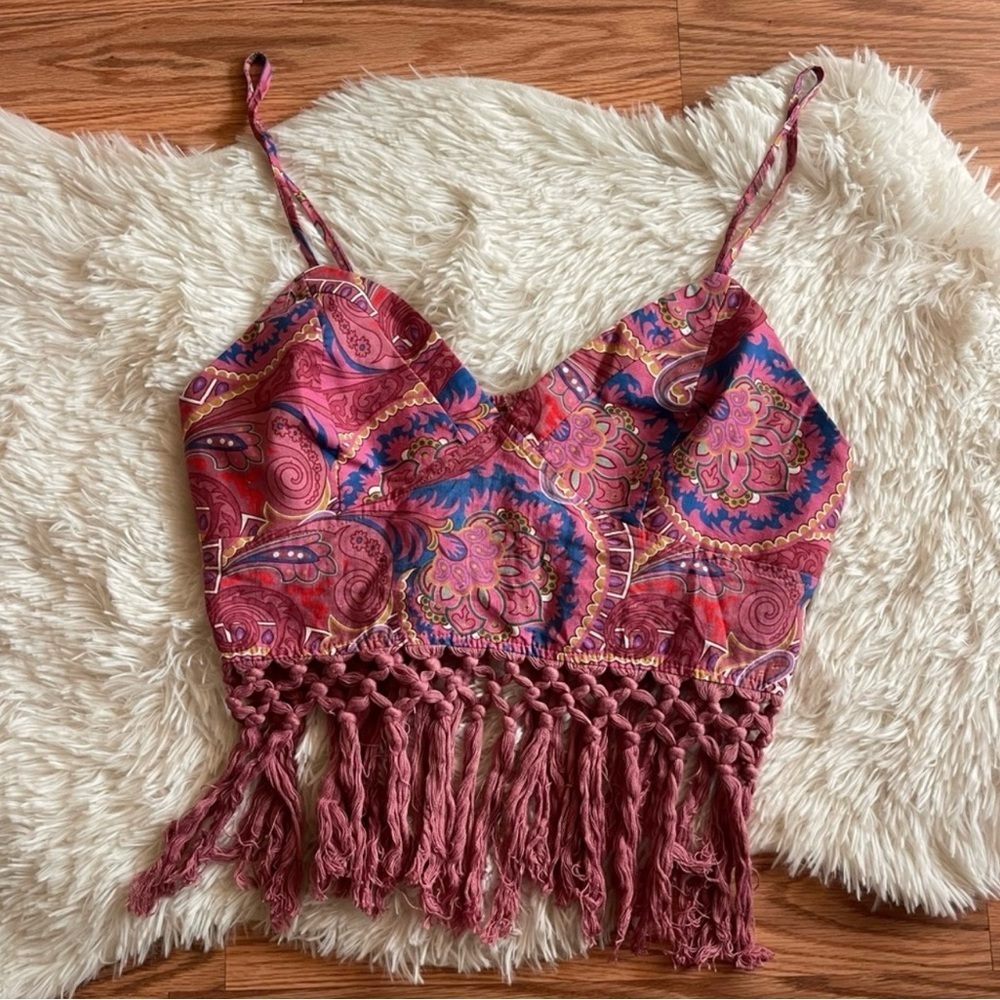 Shein Western Tassel Crop Top​ NWOT Size Large